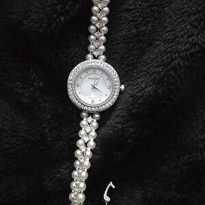 Pearl and Rhinestone silver watch